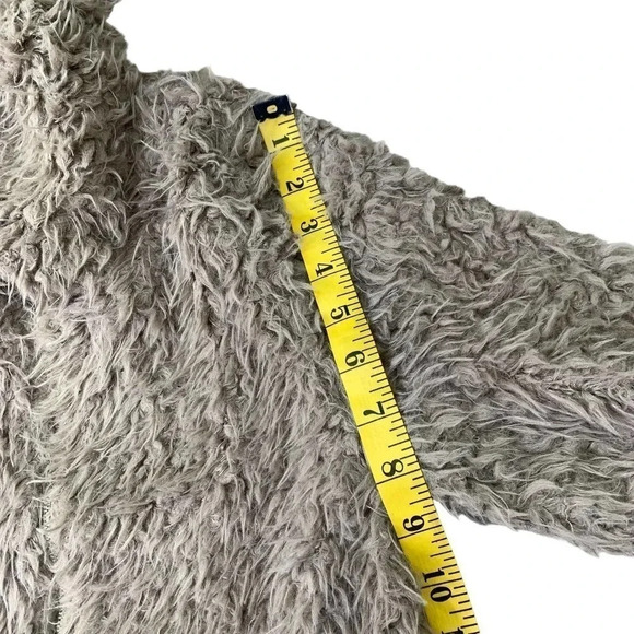 COUNTESS Faux Fur Fuzzy Zip Up Hooded Pea Coat Jacket Taupe Women Size M - Picture 12 of 16